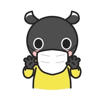 洗った手をみせるマスクをしたバク バク,保健だより,マスク,手洗い,病院,小児科,耳鼻科,手洗い指導,てあらい,清潔のイラスト素材