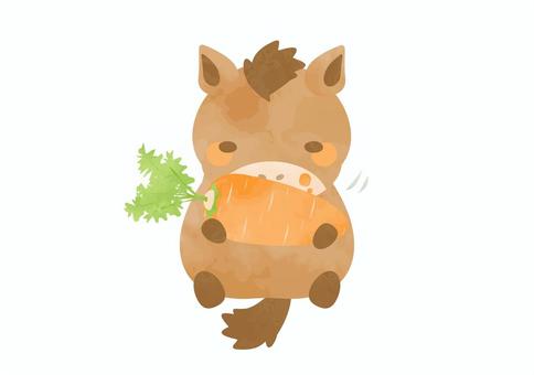 にんじんを食べる可愛いお馬さん