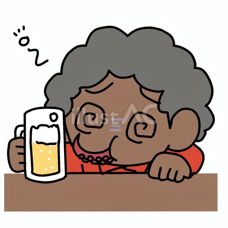 気持ち悪くなって酔っぱらうアフロ男性 アフロ,気持ち悪い,苦しいのイラスト素材