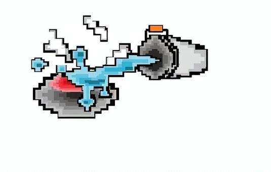 ドット絵　焼け石に水 ことわざ,バケツ,石,水,ドット絵のイラスト素材