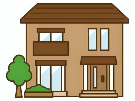 茶色の落ち着いた配色の家の外観 家,住宅,住居,外観,建物,正面,一軒家,戸建て,建築,2階建のイラスト素材