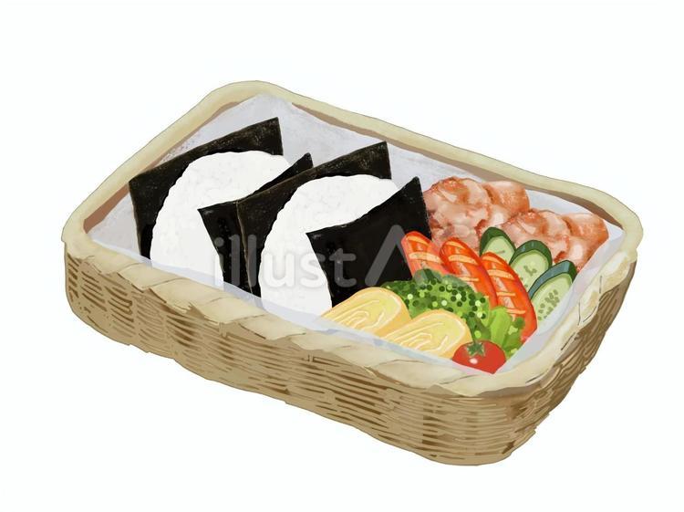 おにぎり弁当Ⅲ（藤籠） おにぎり,弁当,お弁当のイラスト素材