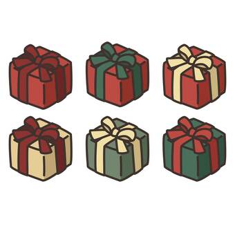 クリスマスプレゼントのイラストセット クリスマスプレゼント,プレゼント,クリスマス,贈り物,ギフト,プレゼントボックス,ギフトボックス,リボン,箱,イベントのイラスト素材