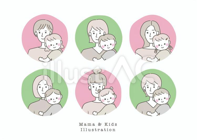 ママと赤ちゃん ママ,抱っこ,女性のイラスト素材