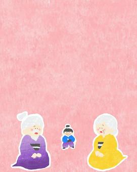 一寸法師と老夫婦♪ かわいい,一寸法師,男性,男,男の子,人,おじいさん,おばあさん,老人,白髪のイラスト素材
