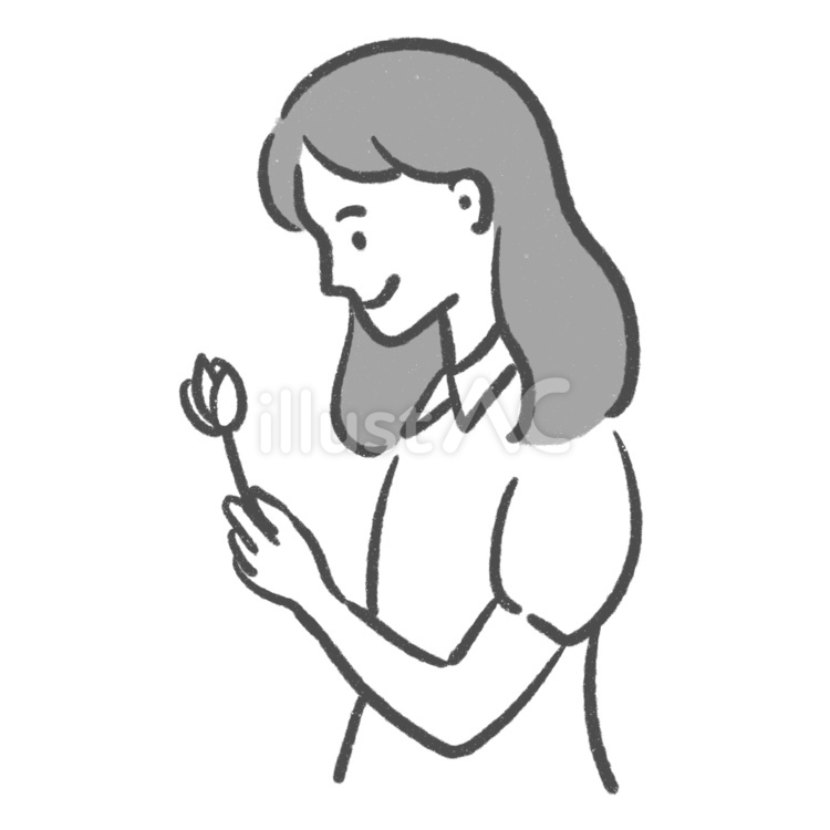花を持っている人2 人物,上半身,花のイラスト素材