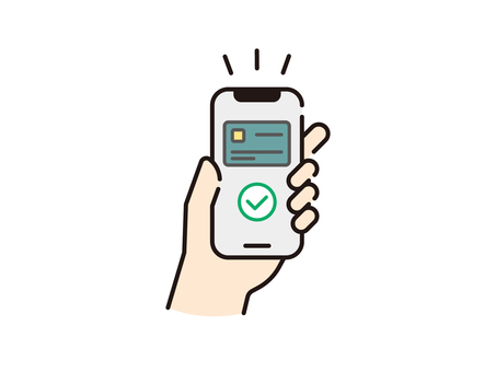 スマホ決済、カード決済のイラスト スマホ,スマートフォン,携帯,携帯電話,モバイル,デバイス,デジタル,it,テクノロジー,認証のイラスト素材