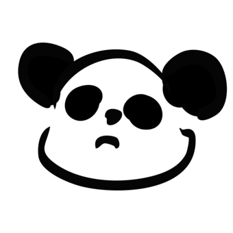 ゆるいパンダの顔 パンダ,かわいい,動物,シンプル,白黒,手描き風,キャラクター,マスコット,ほっこり,親しみやすいのイラスト素材