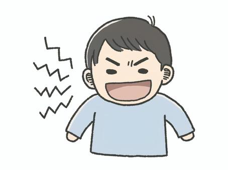 大声で話す男の子_1 子ども,話す,うるさい,大声,人物,迷惑,公共,マナー,エチケット,注意喚起のイラスト素材