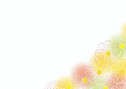 線画のコスモスフレーム_03_A_横 コスモス,秋桜,秋,背景,フレーム,9月,10月,11月,花,植物のイラスト素材