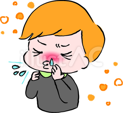 花粉症でくしゃみをする男の子