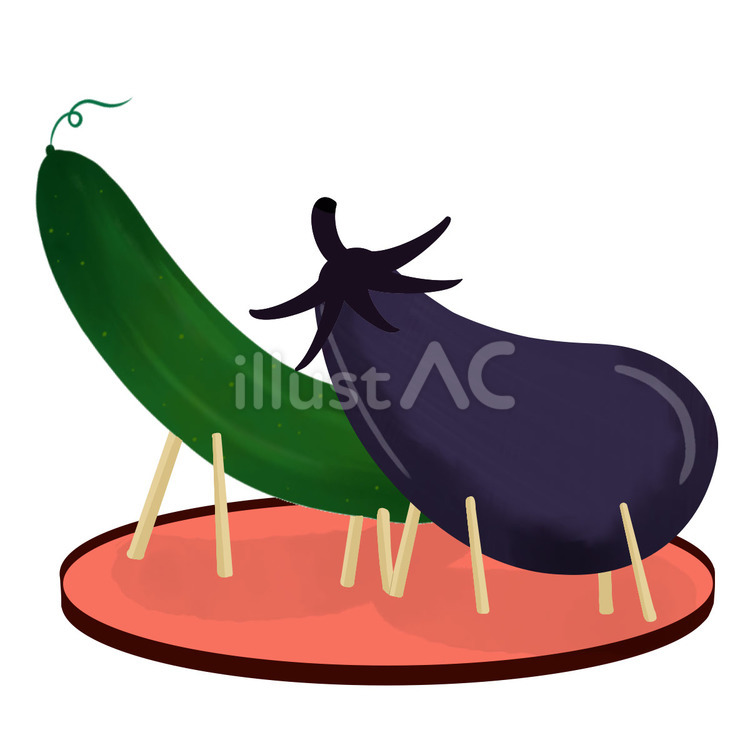 きゅうりと茄子の精霊馬 食べ物,野菜,夏のイラスト素材