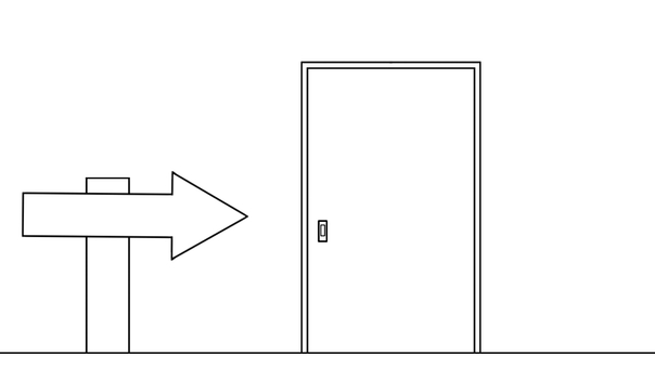 扉(線画)6_1 扉,矢印,引き戸,片開き,線画,閉じる,誘導,入口,出口,シンプルのイラスト素材