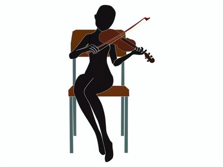 座ってバイオリン引くイラストシルエット バイオリン,音楽,芸術,人物,シルエット,デザイン,グラフィック,白背景,ベクター,ラスターのイラスト素材