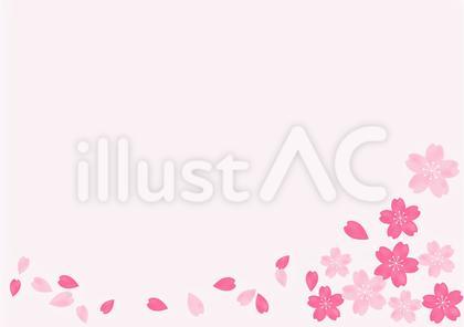 桜の花の散る春の和風フレーム背景1薄桜色