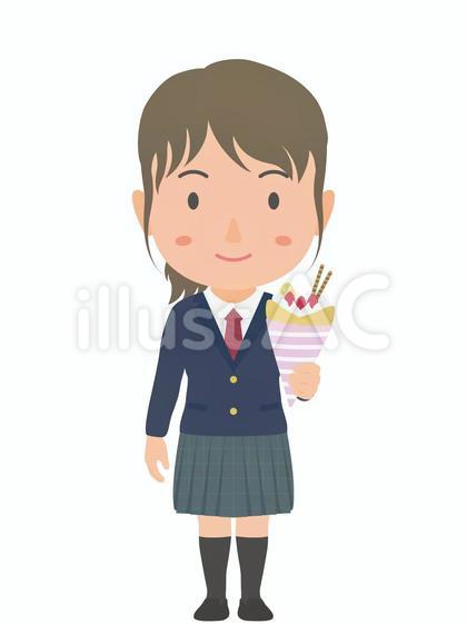 クレープを食べる女子高生