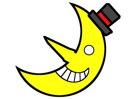 Crescent moon ghost icon wearing a top hat, , JPG and PNG