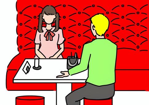 ホストクラブでヘルプと話す カラー ホストクラブでヘルプと話す カラー ホストクラブ,男性,女性,接客,ソファー,キャスト,カラーのイラスト素材