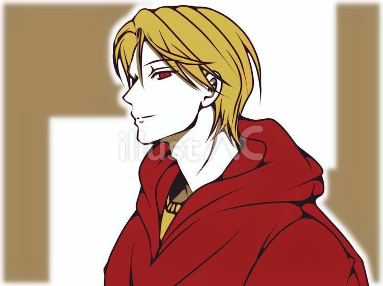 流し目男性 男の子,フード,バストアップのイラスト素材