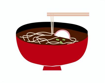 和風な年越しそば（単色Ver） 年越しそば,アイコン,和食,蕎麦,食べ物,グルメ,薬味,かまぼこ,行事,箸のイラスト素材