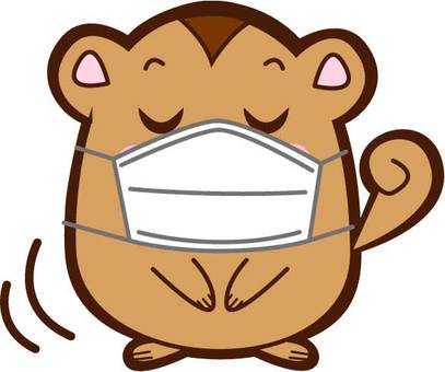 マスク・お辞儀・さる 猿,マスク,お辞儀,礼,ぺこり,お詫び,お願い,ウイルス,予防,対策のイラスト素材