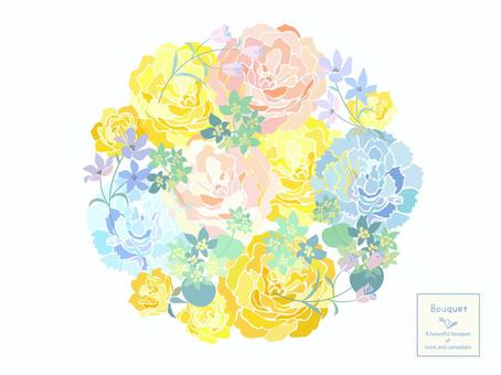 バラ花束 バラ,花束,ブーケ,カーネーション,デルフィニューム,ブプレリューム,ベクター,白背景,ミニバラ,花のイラスト素材