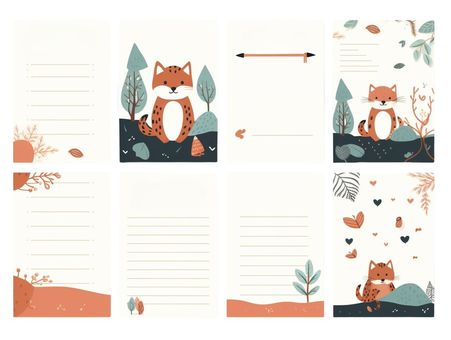 cute animal memo paper, animal, cute, fox, JPG and PNG