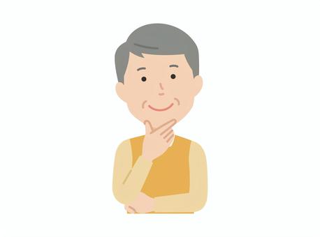 納得,高齢男性 家庭,私生活,私服,生活,日常,男性,シンボル,ジェスチャー,ポーズ,日本人のイラスト素材