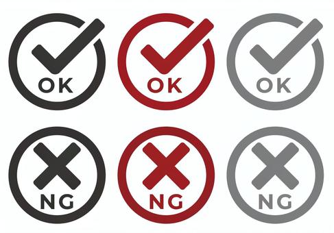OKNGマークアイコン ok,確認,認証,承諾,進む,次へ,チェック,バツ,マーク,アイコンのイラスト素材