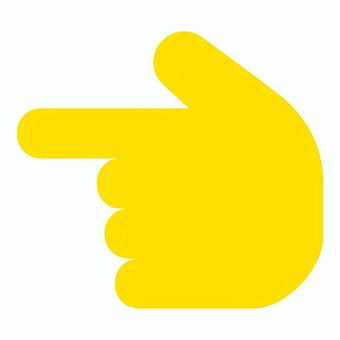 黄色い手（左を指差す） 手,黄色,指差し,アイコン,左のイラスト素材