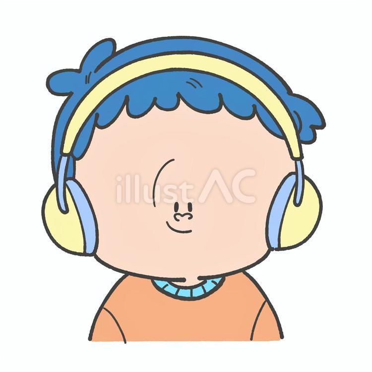 イヤーマフをする子どもの手描きイラスト1 イヤーマフ,聴覚過敏,騒音のイラスト素材