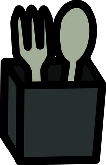 黒の箸立てです。 箸立て,シンプル,フォーク,スプーン,飲食店,備品,グッズ,レストラン,カウンター,インテリアのイラスト素材