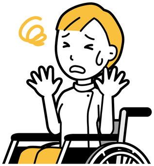  理学療法士女(黄)-244-バスト 車いす,困る,理学療法士,整体師,白衣,医療,病院,柔道整復師,カイロプラクティック,鍼灸師のイラスト素材