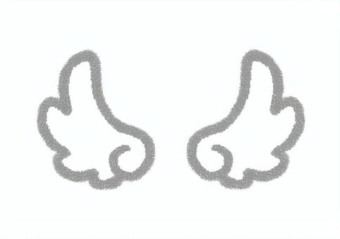 上向きの天使の羽②　白 羽,天使,メルヘン,ポップ,かわいい,素材,挿絵,シンプル,ワンポイント,透過のイラスト素材