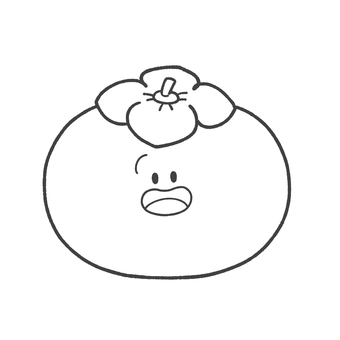 柿の白黒手描きイラスト2 柿,白黒,フルーツ,秋,手描き,挿絵,単品,シンプル,果物,食べ物のイラスト素材