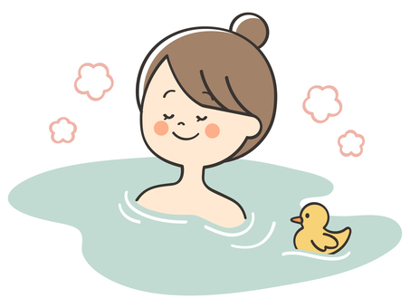 お風呂に浸かる女性 温泉,銭湯,お風呂,風呂,入浴,露天風呂,湯船,浸かる,リラックス,女性のイラスト素材