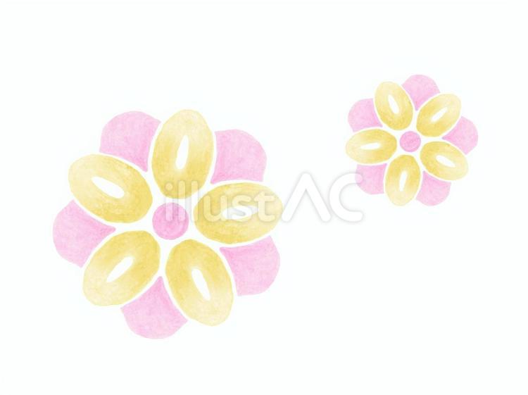 2色の花の手描きイラスト2 花,植物,かわいいのイラスト素材