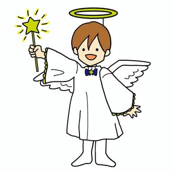 天使コスプレの男の子 クリスマス,コスプレ,天使,男の子,子ども,幼稚園,演劇のイラスト素材