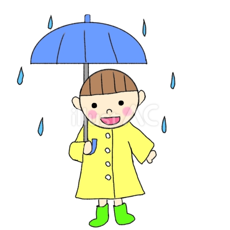 男の子*雨の日 男の子,雨,レインコートのイラスト素材