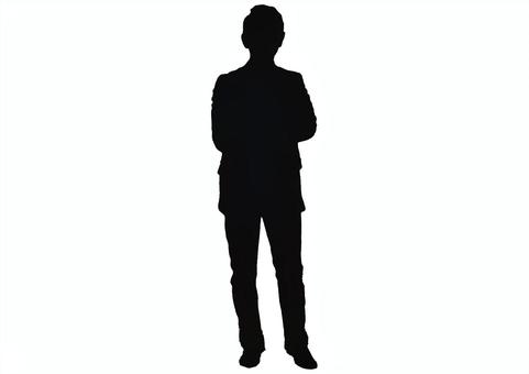 腕を組む男性の全身シルエット 男性,人間,シルエット,黒,シンプル,影,腕組み,ベクター,ビジネス,人のイラスト素材