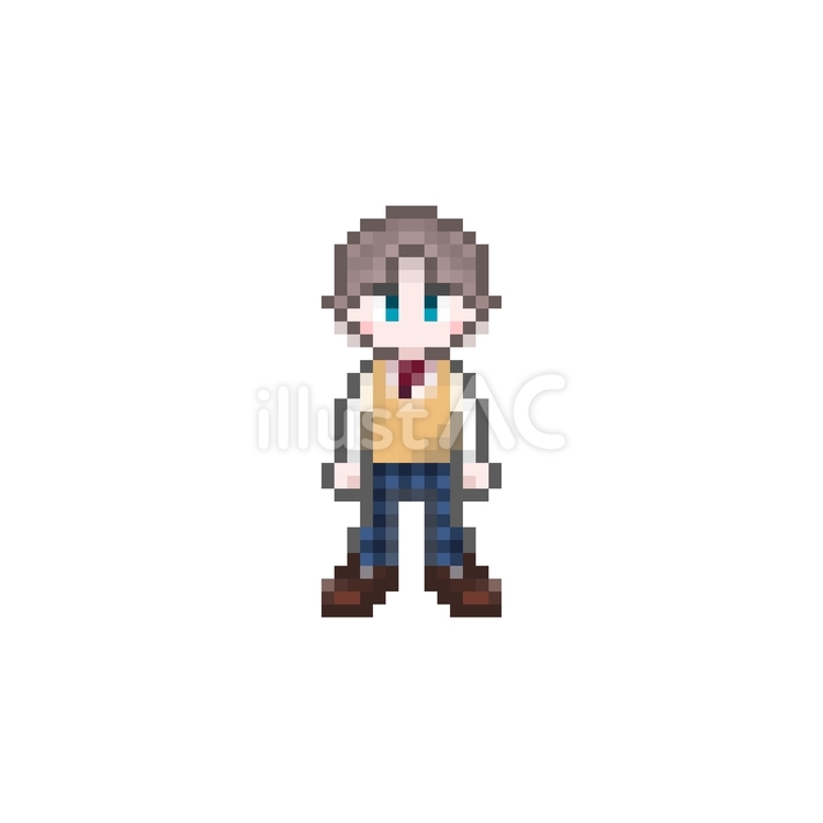 ドット絵のおとこのこベスト ドット絵,ピクセル,男子のイラスト素材