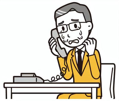  中年スーツ眼鏡(黄)-167-バスト 電話,泣く,サラリーマン,会社員,中年,ビジネスマン,オフィス,ビジネス,営業マン,先生のイラスト素材