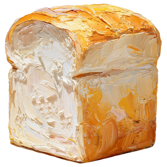 食パン 一斤 食パン,1斤,パン,ベーカリー,朝食,ブレッド,手描き,油絵風,かわいい,シンプルのイラスト素材