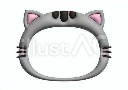 ぷっくりフレーム 猫 グレー つや消し