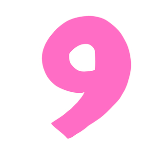 手描き数字9 9,数字,番号,すうじ,時計,カウント,順番,リスト,カラフル,子供のイラスト素材