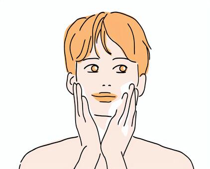 洗顔をする男性 洗顔,美肌,スキンケア,泡,男性のイラスト素材