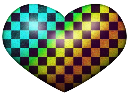 市松模様の大きなハ−ト 市松模様,柄,パターン,ハ−ト,ポストカード,アイコン,ボタン,大きめ,グラデーションのイラスト素材