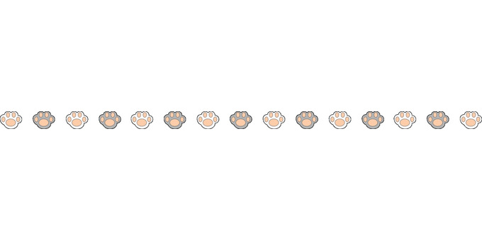 line_nikukyu_wb 肉球,動物,猫,犬,罫線,ライン,線,白,灰色のイラスト素材