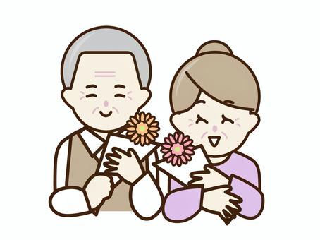 敬老日祖父母鮮花, JPG, PNG 和 AI 敬老日祖父母鮮花, 男人, 女子, 老年夫婦, JPG, PNG 和 AI