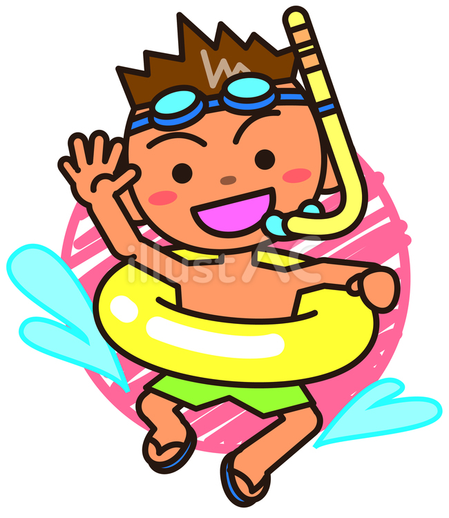 海水浴_男の子 男の子,海水浴,プールのイラスト素材
